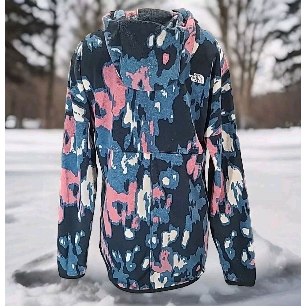 The North Face Glacier Pullover Fleece Hoodie Blue/Pink Abstract Print S P - Picture 2 of 16